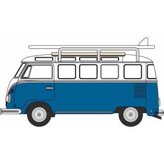 VW T1 Split Screen Samba Bus/Surfboards Gulf Blue/White