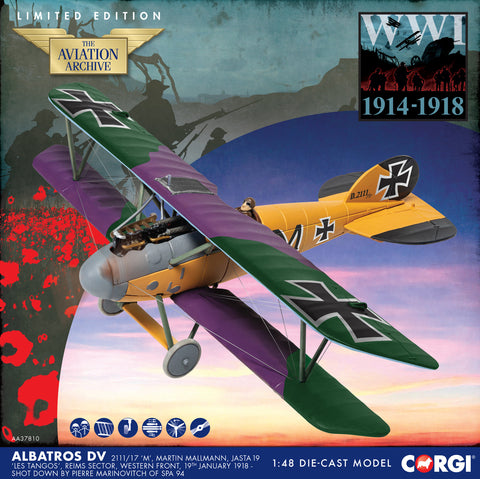 Albatros D.V 2111/17 ‘M’, Martin Mallmann, Jasta 19 ‘Les Tangos’, Western Front, Jan 1918, Shot down by ‘The Grim Reapers’.